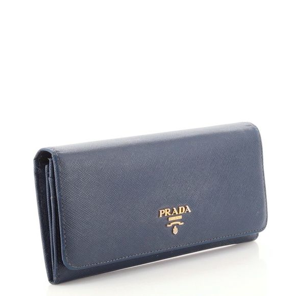 Prada Continental Wallet Saffiano Leather Long Blue - Picture 2 of 8